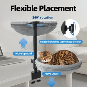 Hamaca para gato cuadrada sólida clásica moderna, rotación de 360, altura ajustable, cama para gato de tamaño pequeño, escritorio - Product Image 3