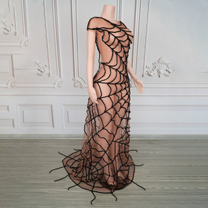 Novance Y5463 Productos de Moda Vestido de Noche Elegante Negro con Diseño de Telaraña Único, Talla Grande, Sexy y Transparente para Mujer - Product Image 4