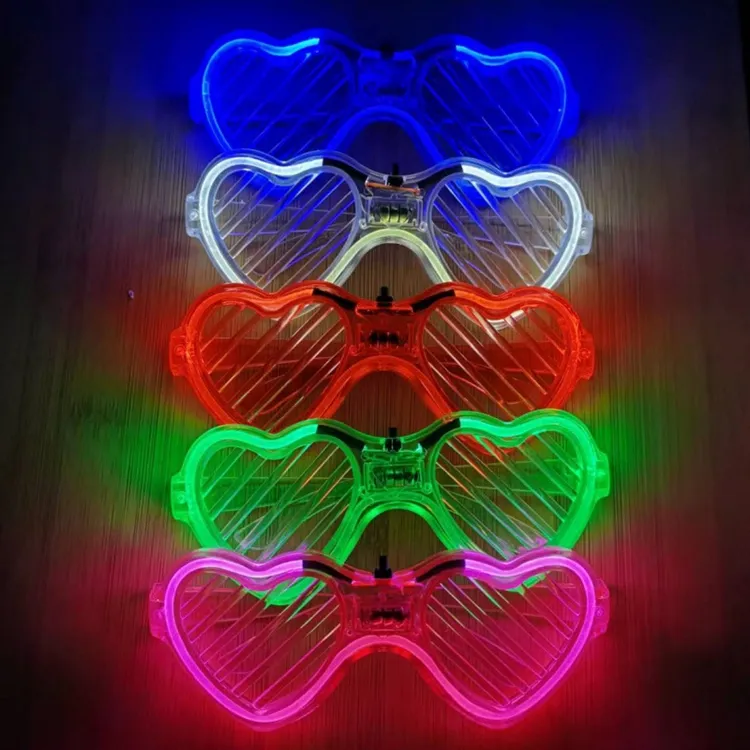 H-Stil LED-Scheiben 5 Farben glühende Partyzubehör mit herzförmiger leuchtbrille Hochzeit Karneval Dekorationen