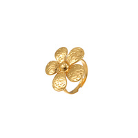 Bague ouverte Gaovo vintage en acier inoxydable plaqué or 18 carats, motif floral géométrique évidé, idéale pour les fêtes de fiançailles, mariages ou comme cadeau pour femme