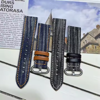 Bracelet de remplacement pour montre connectée en toile rétro, denim, fibre de carbone, 20 mm, respirant, avec boucle à ardillon
