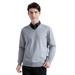 Pull pour hommes Core Spun Knitted V Neck Long Sleeve Oversized Pullover Hot Selling Winter Soft Warm Sweater