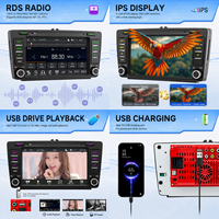 Autoradio Android Auto BQCC 8 pouces IPS MP5 avec écran Carplay, lecteur multimédia MP5, RDS, BT, FM, stéréo de voiture pour Skoda Octavia 2 (A5) 04-13