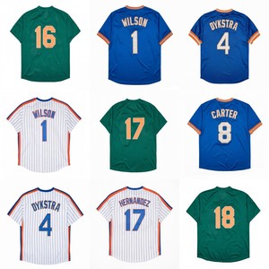Jersey Baseball Pria Gaya Vintage Jahitan Klasik 1 Mookie Wilson 4 Lenny Dykstra 16 Gooden 18 Darryl Strawberry 31 PIAZZA S-3XL - Product Image 1