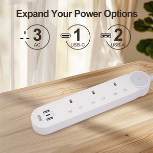 Multiprise Winning Star 6 prises 2 ports USB-C Câble de 3 m Norme britannique Coque ignifuge - Product Image 2