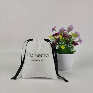 Bolsa con cordón blanca Premium, pequeña bolsa de regalo con Cordón portátil y reutilizable de estilo Vintage a la moda en blanco - Product Image 1