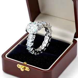 خاتم خطوبة فاخر مضاد للصدأ بقطع دائري من الزركون المكعب، خاتم مطلي بالبلاتين مع حجر زركون مكعب مربع الشكل للنساء، خاتم زفاف للعروس - Product Image 1