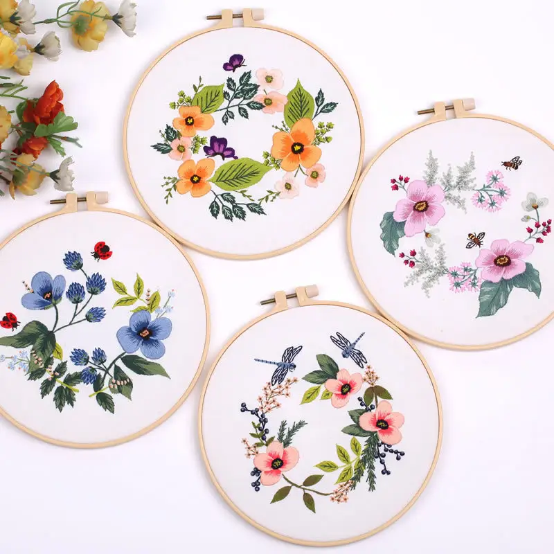 Embroidery Kit for Adults Beginners Starter Cross Stitch Kit with Flower Pattern Stamped