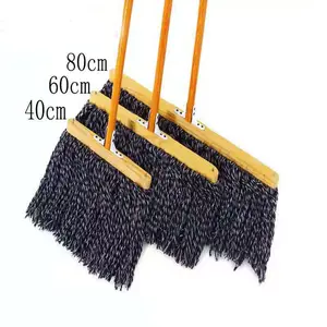DS2004 Commercial Industrial Microfiber Mop Cotton Thread Mops with Wood Handle Cotton String Wet Mops for Floor Cleaning