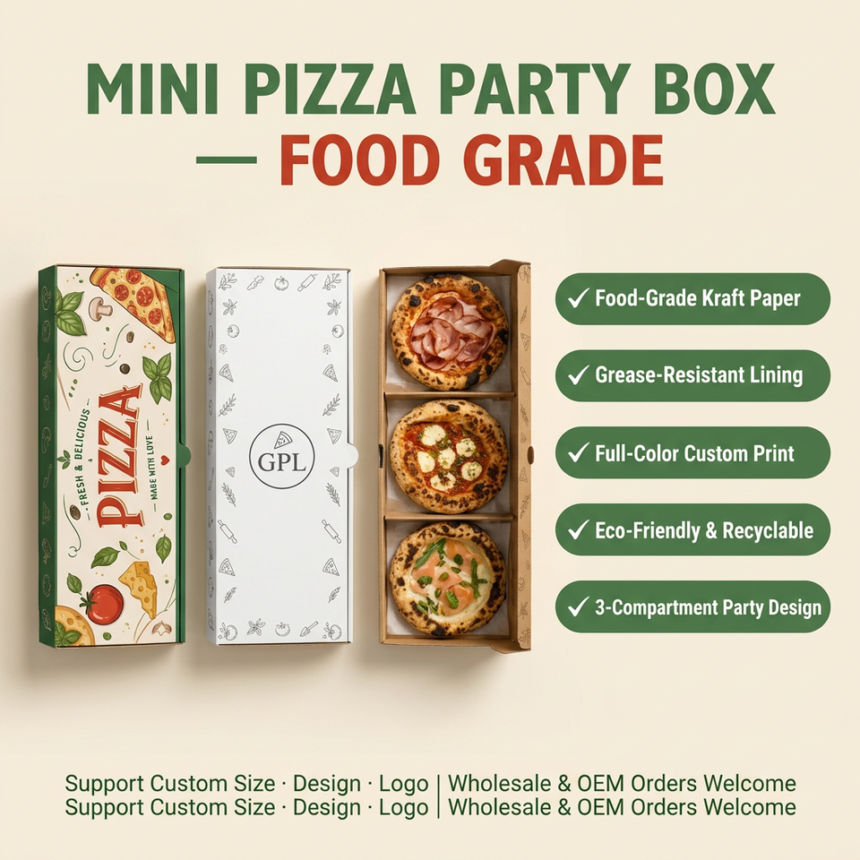 Custom logo 3-Compartment Pizza Box Food Grade Pizza Karton Caja De ...
