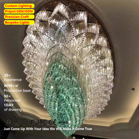 Décoration d'intérieur moderne personnalisée de luxe Luminaire pour hall d'hôtel Salle de mariage Salle de banquet Lustre en verre au plafond avec LED