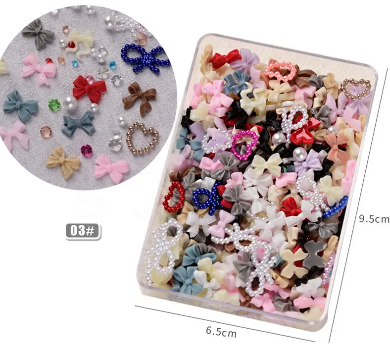 1 soñando Caja Mixta uñas encantos de diamantes de imitación de cristal oso mariposa perla bricolaje decoración del arte del clavo de diamantes de imitación de la joyería