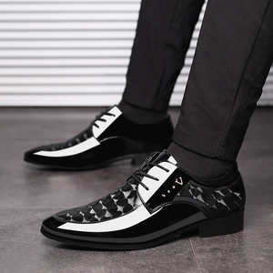 Point Toe PU cuero superior con cordones cómodo diseño de moda al por mayor Zapatos de vestir para hombres - Product Image 4