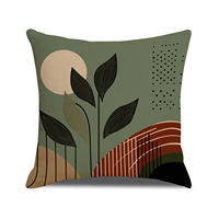 Housse de coussin YINUAN Boho à motif de feuilles vertes, style moderne du milieu du siècle, géométrique abstrait, décorative