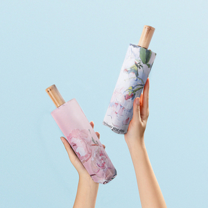 DD1213 parapluies peinture <span class=keywords><strong>haut</strong></span> <span class=keywords><strong>de</strong></span> <span class=keywords><strong>gamme</strong></span> femmes cadeau UV soleil pluie Parasol 3 plis Double face impression fleur <span class=keywords><strong>parapluie</strong></span> - Product Image 3