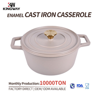 Nouvelle conception, grande capacité, casserole ronde en fonte émaillée de 24 cm pour fruits de mer, soupe, avec poignée