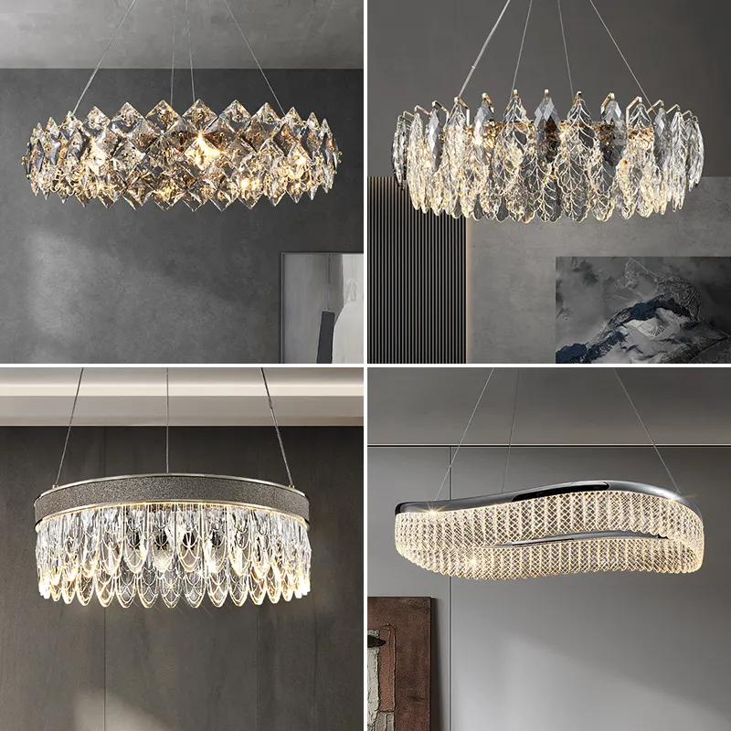 Custom Made Indoor Modern Luxury Round Lamp Brass Metal Copper Hanging Pendant Light Factory K9 Crystal Chandeliers Manufacturer