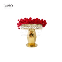 Mesa Redonda de Cristal Dorado para Bodas, con Cubierta de Vidrio Templado y Base de Acero Inoxidable, para Fiestas y Banquetes