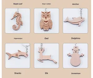 Porte-clés pendentif renne en bois gravé au laser accessoire d'arbre <span class=keywords><strong>de</strong></span> Noël porte-clés en bois bricolage créatif - Product Image 6