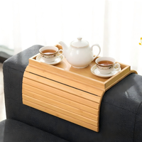 Plateau d'accoudoir de canapé en bambou avec rainure, table d'appoint pour canapé de salon, porte-gobelet, accessoire pour la maison