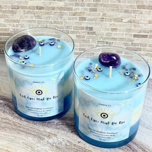Velas Aromáticas de Cera de Soya Orgánica de Alta Gama LANJO al por Mayor, con Piedras Preciosas de Lujo y Diseño de Ojo Turco, Hechas a Mano, para Aromaterapia, Pascua y Diwali - Product Image 1