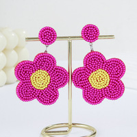 Anting bunga Boho baru anting menjuntai nasi romantis manis Diy buatan tangan berlebihan gaya liburan