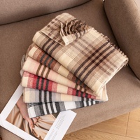 Nouveau châle musulman de luxe polyvalent en fausse cachemire léger de style coréen, écharpe longue à carreaux pour l'hiver, cache-cou.