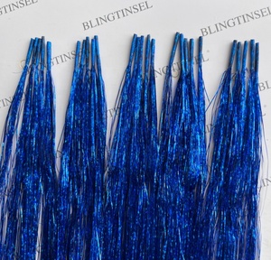 Extensions de <span class=keywords><strong>cheveux</strong></span> en tinsel PET brillant à pointe droite de 24 pouces, pré-collées, avec 25 pointes, pour festivals, vente en gros - Product Image 2