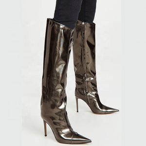 Colors Custom Women <b>Mirror</b> Metallic Knee High Boots Pointed Toe Stiletto Boots Calf High Long Boots for Lady High Heels Shoes - Product Image 3