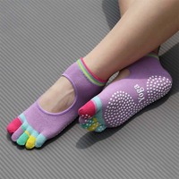 Calze Antiscivolo in Cotone con Grip, Mezze Dita, Traspiranti, Ecologiche, Arcobaleno, per Danza e Pilates - Offerta Speciale