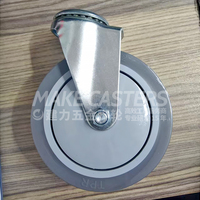 3 "4" 5 "Inch Screw M10 M12 PVC Casters Wheels Medium Duty Bearing TPR Grey Furniture Cart Swivel Brake Dust Cover Mute Customize
