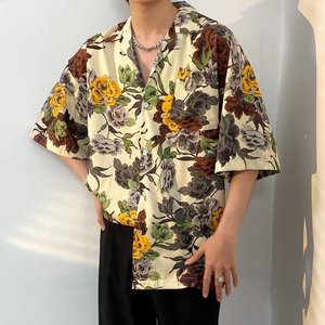 Chemise Hawaïenne Unisexe à Manches Courtes en Tissu Glacé <span class=keywords><strong>pour</strong></span> l'Été, Motif Floral, Idéale <span class=keywords><strong>pour</strong></span> les Vacances (Dropshipping) - Product Image 5