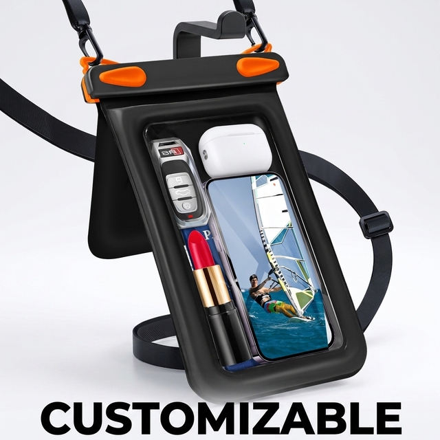 Customizable 8.9inch Floating Waterproof Phone Bag Swimming Rafting Dual Compartment Case