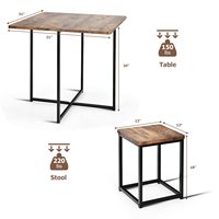 Ensemble de table à manger 5 pièces, ensemble de salle à manger pour 4 avec tabourets carrés, petit ensemble de table de cuisine avec cadre en métal
