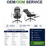 Chaise de bureau ergonomique entièrement en mesh avec repose-pieds rétractable et support lombaire réglable 135 °   Chaise de bureau pivotante inclinable pour le bureau