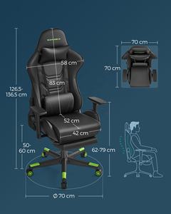 <span class=keywords><strong>Silla</strong></span> de oficina ergonómica <span class=keywords><strong>SONGMICS</strong></span> con reposabrazos de respaldo alto, reposapiés, <span class=keywords><strong>silla</strong></span> para juegos de ordenador de carreras - Product Image 5