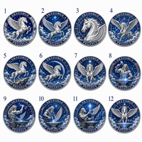 Pièce de monnaie commémorative 3D en relief personnalisée en gros, série Pégase, pièce de défi en métal, cadeau souvenir, fabrication OEM ODM, badge à épingle