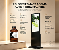 Diffuseur d'arômes publicitaire 43 pouces en aluminium, contrôlé par application, avec affichage vidéo et diffusion de parfum pour magasins et hôtels, 500 ml*2