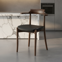 Chaise de salle à manger en bois massif de style nordique minimaliste moderne de haute qualité avec dossier en cuir écologique pour la maison, le café, l'hôtel, la villa