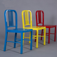 Chaise de salle à manger tout métal anti-rouille pour la maison et le jardin, chaise en métal thermolaqué pour patio extérieur et salle à manger intérieure