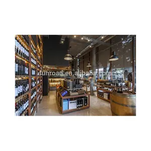 Highend retail shop cash counter design with LED lighted display for wine store