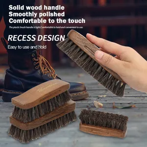 Factory Wholesale Custom Logo Premium Wooden Horse Hair Shoe Shine Brush Sneaker Shoe Cleaning Brush