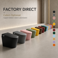 WC intelligent monobloc carré en céramique avec bidet et télécommande, couleur personnalisée OEM/ODM, S-Trap/P-Trap, pour projets hôteliers