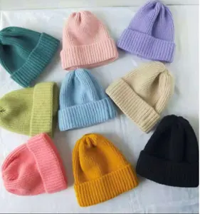 Großhandel Winter einfarbig gestrickt Kinder Mütze niedlich hochwertige Baby Mützen Hut