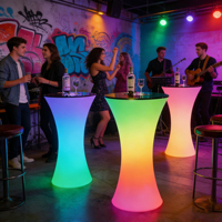 Table de bar LED arc-en-ciel à changement de couleur, table haute ronde à lumière dégradée, table élégante et lumineuse pour événements