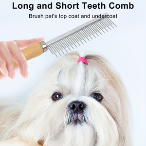 أسنان معدنية طويلة وقصيرة ، مشط إبرة معدنية للحيوانات الأليفة ، مشط الكلب ، مشط ، مشاط جمال القطط - Product Image 5
