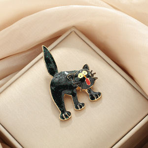 Black <b>Cat</b> Fashion Brooch Zinc Alloy Animal Shape Unisex Jewelry <b>Gift</b> Accessory - Product Image 3