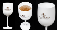 Verre à champagne en acrylique blanc personnalisé avec logo imprimé pour mariage et fête