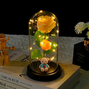 Luz nocturna con cubierta de cristal, luz rosa, decoración de oso, regalo de San Valentín, cubierta acrílica, rosa de imitación - Product Image 3