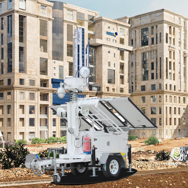 Outdoor Mobile Monitoring Trailer with Solar Panels That Can Generate Electricity